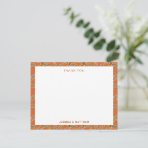 Groovy Tropical Palm Trees Burnt Orange Wedding Thank You Card