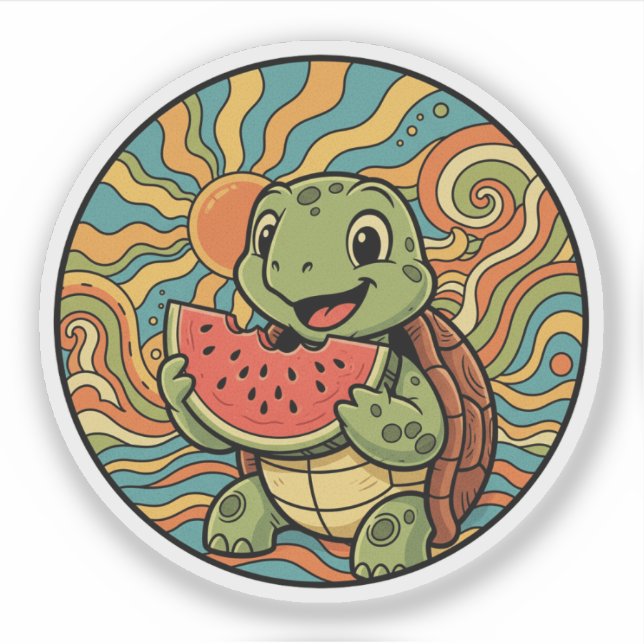 Groovy Turtle Eating Watermelon - Summer Vibes (Front)