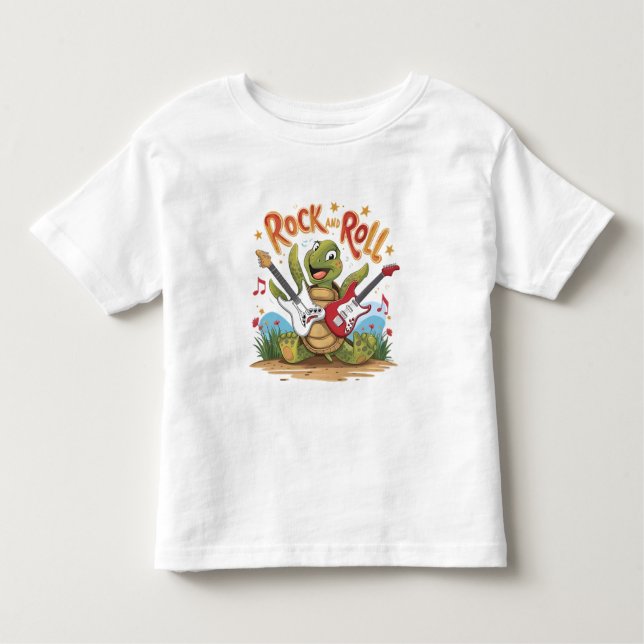 Groovy Turtle Rockstar Rock And Roll Toddler T-Shirt (Front)