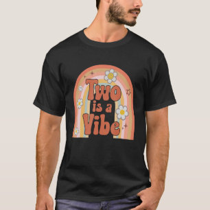 Groovy Two Is A Vibe Rainbow Birthday Kids Boys Gi T-Shirt