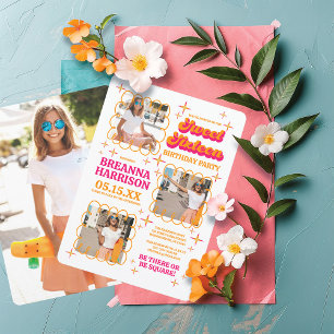 Groovy Typography Retro 70's Sweet Sixteen Invitation
