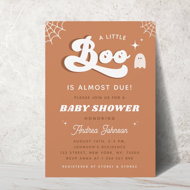 Groovy Typography Retro Ghost Baby Shower Party Invitation (Creator Uploaded)