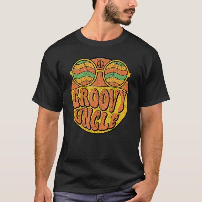 Groovy Uncle 70s Aesthetic Nostalgia 1970's Retro  T-Shirt (Front)