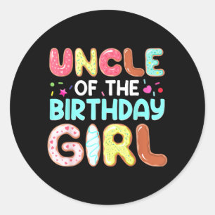 Groovy Uncle Of The Birthday Girl Cute Do Family Classic Round Sticker