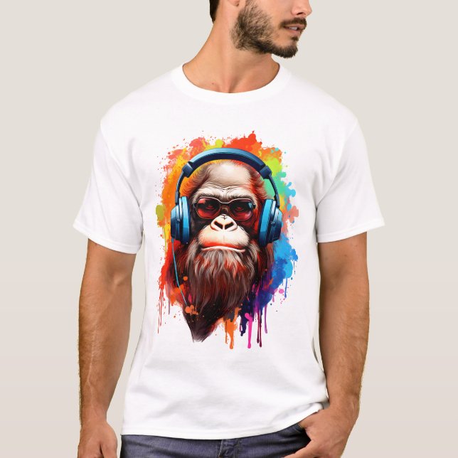 Groovy Urban Ape in Tunes T-Shirt (Front)