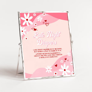 Groovy Valentine Baby Shower Late Night Diapers Poster