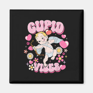 Groovy Valentine Cupid Vibes Happy V Day Couple Bo Magnet