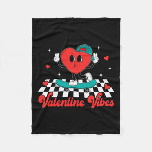 Groovy Valentine Vibes Cute Heart For Boys Couple Fleece Blanket