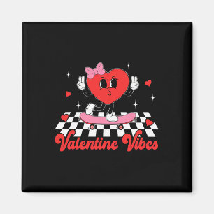 Groovy Valentine Vibes Cute Heart For Girls Couple Magnet