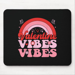 Groovy Valentine Vibes Cute Heart Rainbow Valentin Mouse Pad