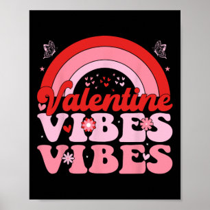 Groovy Valentine Vibes Cute Heart Rainbow Valentin Poster