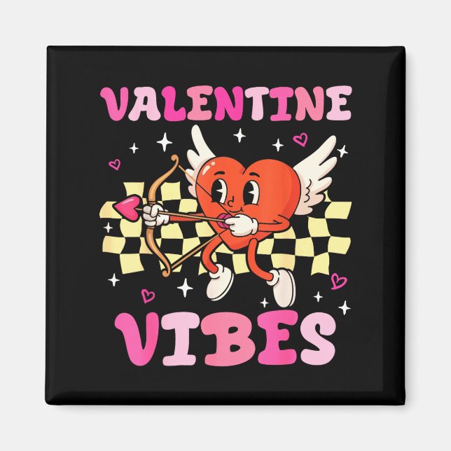 Groovy Valentine Vibes Heart Cud Women Men  Magnet (Front)