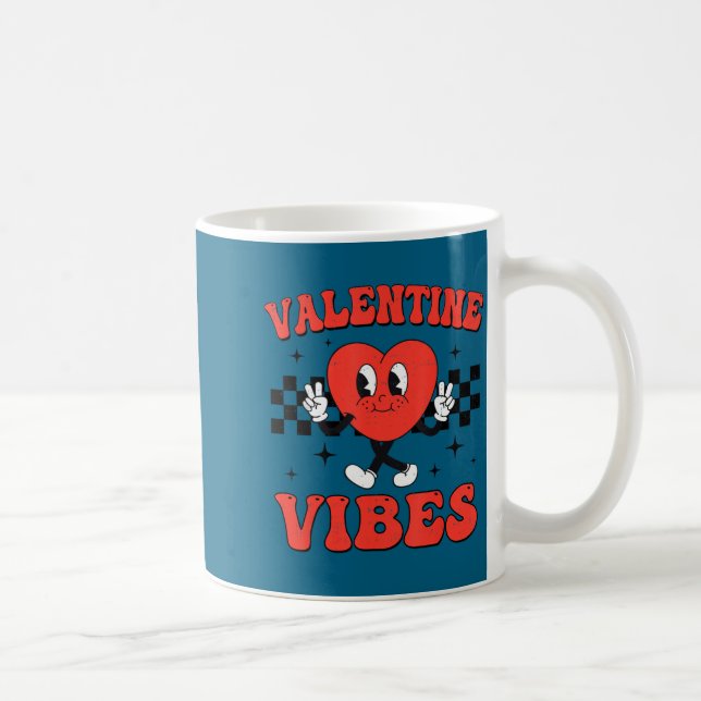 Groovy Valentine Vibes Heart Peace Valentines Day  Coffee Mug (Right)