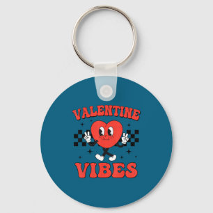 Groovy Valentine Vibes Heart Peace Valentines Day Key Ring