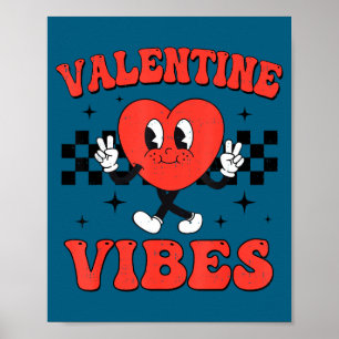 Groovy Valentine Vibes Heart Peace Valentines Day  Poster