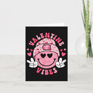 Groovy Valentine Vibes Smile Face Valentines Day G Card