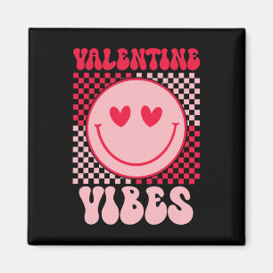 Groovy Valentine Vibes Valentines Day For Girl Wom Magnet