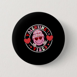 Groovy Valentine Vibes Valentines Day Shirts For G 6 Cm Round Badge
