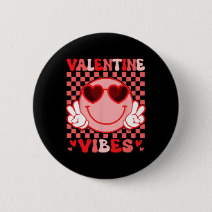 Groovy Valentine Vibes Valentines Day Shirts For G 6 Cm Round Badge