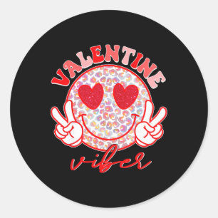 Groovy Valentine Vibes Valentines Day Shirts For G Classic Round Sticker