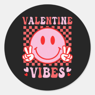 Groovy Valentine Vibes Valentines Day Shirts For G Classic Round Sticker