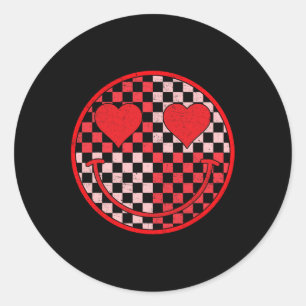 Groovy Valentines Day Heart Smile Valentine Vibes  Classic Round Sticker