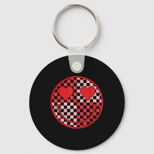 Groovy Valentines Day Heart Smile Valentine Vibes Key Ring