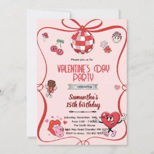Groovy valentines day party invitation 