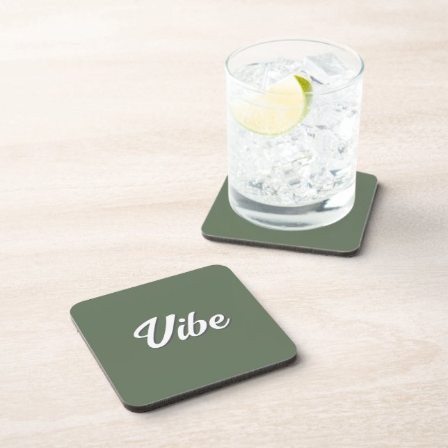 Groovy Vibe Retro Olive Green Coaster (Right Side)