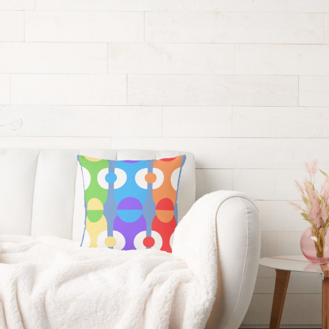 Groovy Vibes Colourful Chaos Geometric  Cushion (Couch)