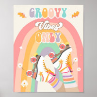 Groovy Vibes Only Roller Skate Skating Retro