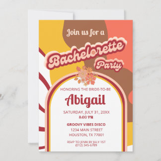 Groovy Vibes Retro Wedding Vintage Invitation