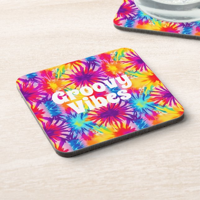 Groovy Vibes Tie Dye Customisable Coaster (Left Side)