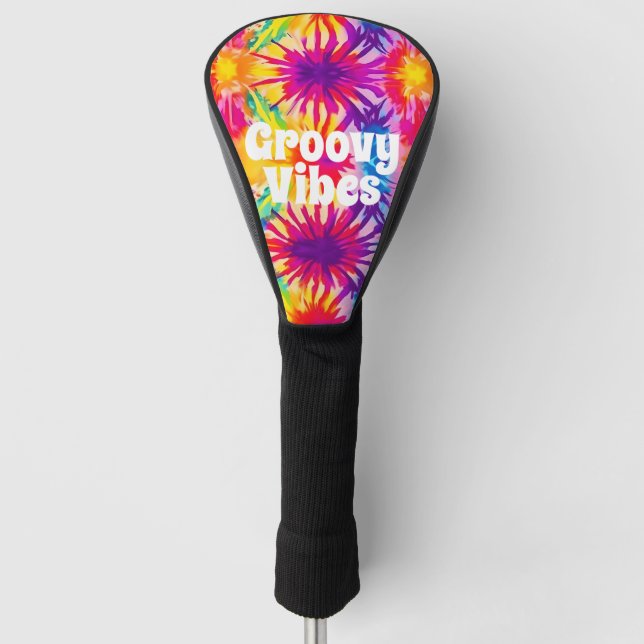 Groovy Vibes Tie Dye Customisable Golf Head Cover (Front)