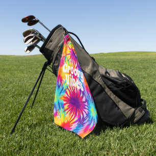 Groovy Vibes Tie Dye Customisable Golf Towel