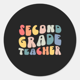 Groovy Vintage 2nd Second Grade Teacher Back To Sc Classic Round Sticker