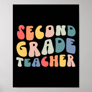 Groovy Vintage 2nd Second Grade Teacher Back To Sc Poster