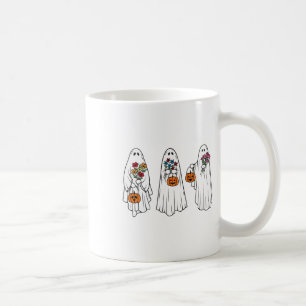 Groovy Vintage Floral Ghost Cute Halloween Spooky Coffee Mug