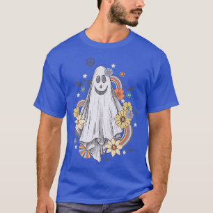 Groovy Vintage Floral Ghost Cute Halloween Spooky T-Shirt