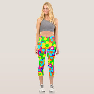 groovy vintage mod floral flowers capri leggings