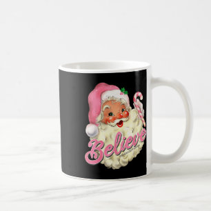Groovy Vintage Pink Santa Claus Believe Christmas  Coffee Mug
