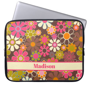 Groovy Vintage Style Floral Pattern 60s 70s Laptop Sleeve