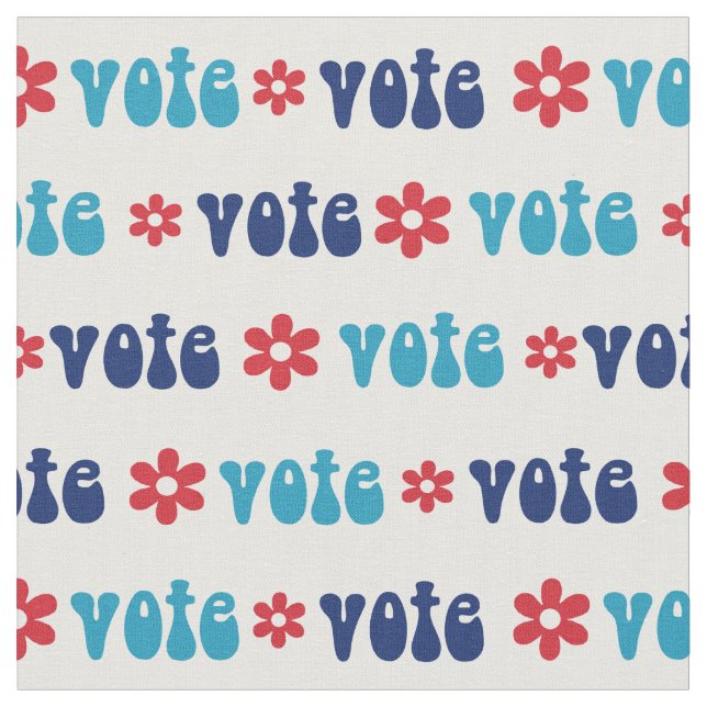 groovy vote flowers fabric (Close Up)