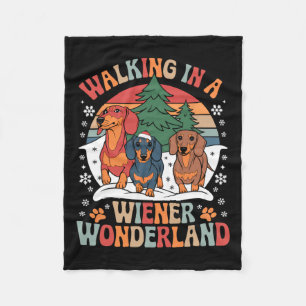 Groovy Walking In A Wiener Wonderland Dachshund Tr Fleece Blanket