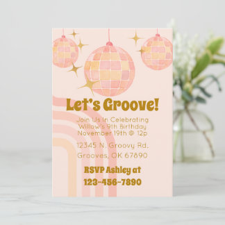 Groovy Watercolor Disco Birthday Invite