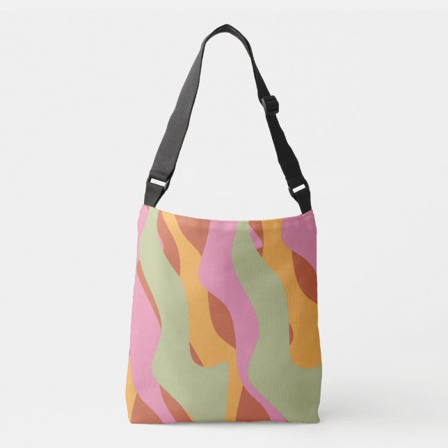 Groovy Waves Swirl Pattern Crossbody Bag (Front)