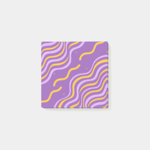 Groovy Wavy Stripe Purple Yellow Abstract Spring Post-it Notes