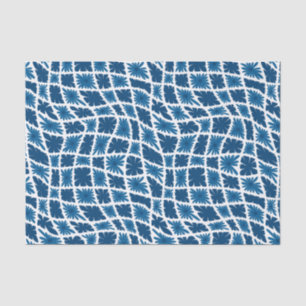 Groovy Wavy Trippy 60s Flower Checks Blues Tissue Paper