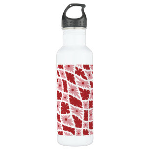 Groovy Wavy Trippy 60s Flower Checks Red Pink 710 Ml Water Bottle