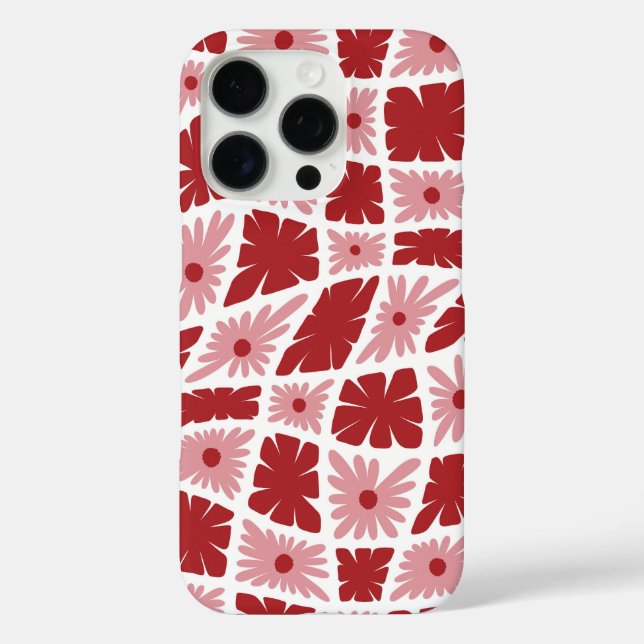 Groovy Wavy Trippy 60s Flower Checks Red Pink Case-Mate iPhone Case (Back)